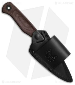 Benchmade Dacian Knife + Leather Sheath Brown Canvas Micarta (3.5" BT Cerakote) -Knife Craft Store 203BT 03 leather sheath large
