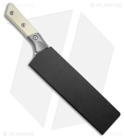 Microtech Fixed Blade Chef's Knife Ivory G-10 + Ti Bolsters (8" SW M390MK) -Knife Craft Store 8 CHEF KNIFE STONEWASH STANDARD TITANIUM BOLSTER IVORY G 10 BHQ 221404 td side large