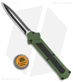 AKC F-16 D/A Dagger OTF Automatic Knife Green (3.3" Two Tone) -Knife Craft Store AKC F 16 DA Dagger OTF Auto Green TT BHQ 115400 jr bottlecap large