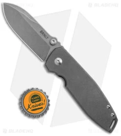 BRNLY SQD-2 Frame Lock Knife BB/SW Titanium (3" Stonewash/BB) -Knife Craft Store BRNLY SQD FL Ti SW BHQ 138378 jr bottlecap large