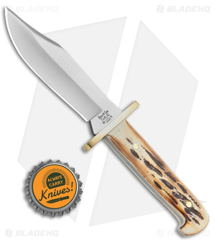Bear And Son Baby Bowie Fixed Blade Knife India Stag Bone (3.5" Satin ) 500 1/2 4 Bear And Son Baby Bowie Fixed Blade Knife India Stag Bone (3.5" Satin ) 500 1/2 - Image 4