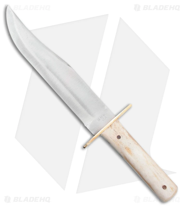 Bear & Son Bowie Fixed Blade Knife White Bone (9" Satin) WSB02 1 Bear & Son Bowie Fixed Blade Knife White Bone (9" Satin) WSB02