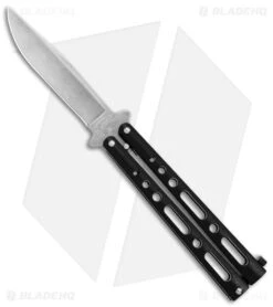 Bear & Son Butterfly Balisong Knife Black Steel (4" Stonewash)
