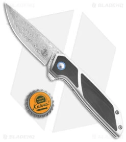 Begg Knives Diamici Knife Black G-10 (3" VG-10 Damascus) -Knife Craft Store Begg Knives Diamici Liner Lock Knife G 10 Inlay Black Dama BG015 BHQ 181042 kc bottlecap large