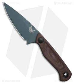 Benchmade Dacian Knife + Leather Sheath Brown Canvas Micarta (3.5" BT Cerakote)