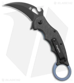 Brighten Blades Moonstruck Karambit Blue Titanium W/ Carbon Fiber (2.5" Black)