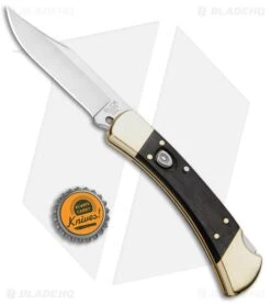 Buck Knives Buck 110 Automatic Lockback Knife Ebony (3.75" Satin) -Knife Craft Store Buck 110 Auto LB Ebony Dymondwood Satin 0110BRSA BHQ 51274 jr bottlecap large