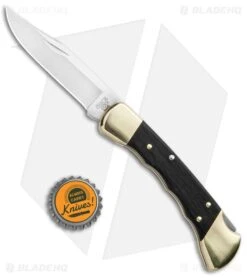 Buck Knives Buck 110 Folding Hunter Finger Grooved Knife Ebony (3.75" Satin) 0110BRSFG -Knife Craft Store Buck Folding Hunter Macassar BHQ 41172 jr bottlecap large