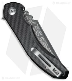 CIVIVI Bluetick Liner Lock Knife Black G-10 + CF Overlay (3.5" Damascus) -Knife Craft Store C23050 DS2 side large