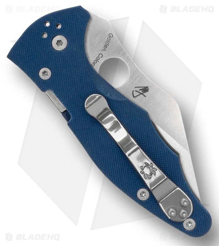 Spyderco Yojimbo 2 Compression Lock Knife Blue Peel-Ply G-10 (3.2" Satin SPY27) 2 Spyderco Yojimbo 2 Compression Lock Knife Blue Peel-Ply G-10 (3.2" Satin SPY27) - Image 2
