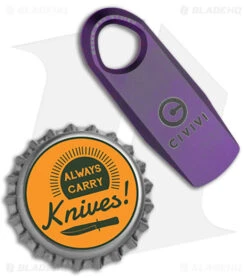 CIVIVI Ti-Bar Pry Bar Purple Titanium (1.7" Satin) C21030-2 -Knife Craft Store CIVIVI Ti Bar Pry Bar Purple Ti BHQ 144152 jr bottlecap large