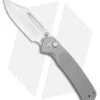 CJRB Bowie Pyrite Button Lock Knife Textured Gray Titanium (3.2" Sand Polish)