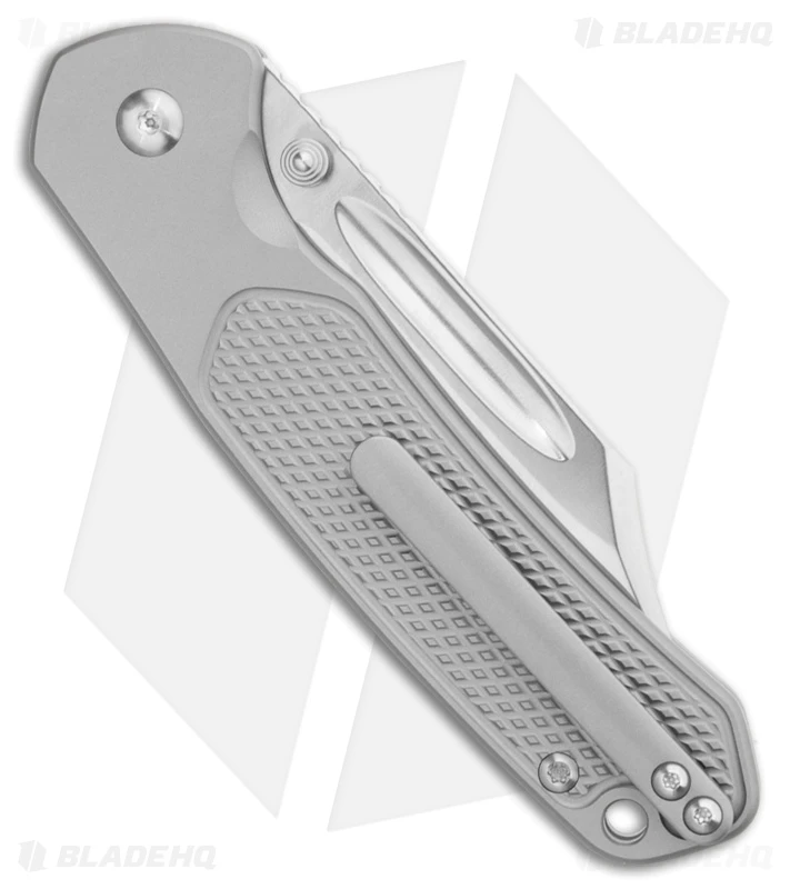 CJRB Bowie Pyrite Button Lock Knife Textured Gray Titanium (3.2" Sand Polish) 3 CJRB Bowie Pyrite Button Lock Knife Textured Gray Titanium (3.2" Sand Polish) - Image 3