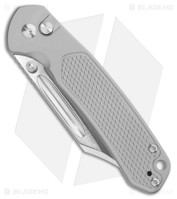 CJRB Bowie Pyrite Button Lock Knife Textured Gray Titanium (3.2" Sand Polish) 2 CJRB Bowie Pyrite Button Lock Knife Textured Gray Titanium (3.2" Sand Polish) - Image 2