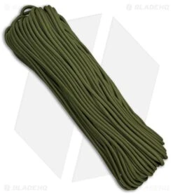 Camo Green 550 Paracord Nylon Braided 7-Strand Core (100') USA