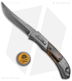 Chuck Gedraitis Custom Clever Girl Automatic Knife + Stand (3.75" Damascus) -Knife Craft Store Chuck Gedraitis Custom Clever Girl Auto Damascus Mastadon BHQ 147742 jr bottlecap large