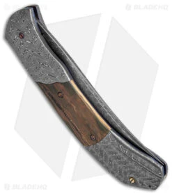 Chuck Gedraitis Custom Clever Girl Automatic Knife + Stand (3.75" Damascus) -Knife Craft Store Chuck Gedraitis Custom Clever Girl Auto Damascus Mastadon BHQ 147742 jr side large