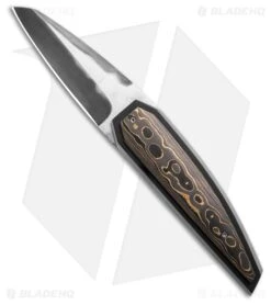 Corrie Schoeman D-Lete Liner Lock Knife Black & Gold Carbon Fiber (3" Damascus)
