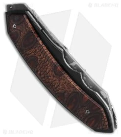 Corrie Schoeman Snout Liner Lock Knife Stabilized Banxia Handle (2.6" Damascus) -Knife Craft Store Corrie Schoeman Snout Liner Lock Knife Stabilized Banxia Handle 2in Damascus BHQ 212218 td side large