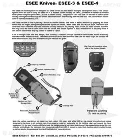 ESEE Knives ESEE-4P-CP-TG-B Clip Point Knife Black G-10 (4.5" Black) -Knife Craft Store ESEE 3 4 instruction sheet large