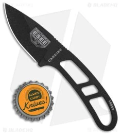 ESEE Candiru Fixed Blade Neck Knife (2" Black) -Knife Craft Store Esee Candiru Neck Knife black BHQ 11661 er bottlecap 1 large