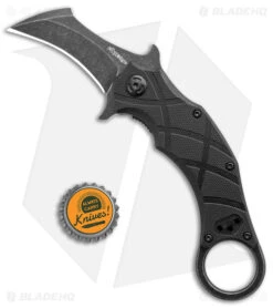 FoxEdge The Claw Karambit Folder Knife Black G-10 (2.4" Black SW) -Knife Craft Store Fox Knives Defcon 5 The Claw Karambit Black G 10 Smokewash BHQ 115437 jr bottlecap large