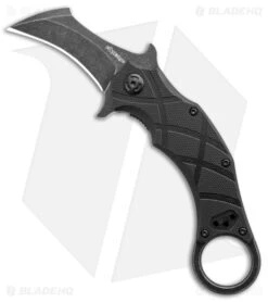 FoxEdge The Claw Karambit Folder Knife Black G-10 (2.4" Black SW)
