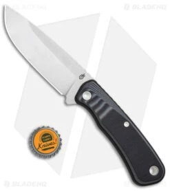 Gerber Downwind Drop Point Fixed Blade Knife Black (4.3" Satin) 30-001816 -Knife Craft Store Gerber Downwind DP Fixed Black Satin BHQ 120848 jr bottlecap large