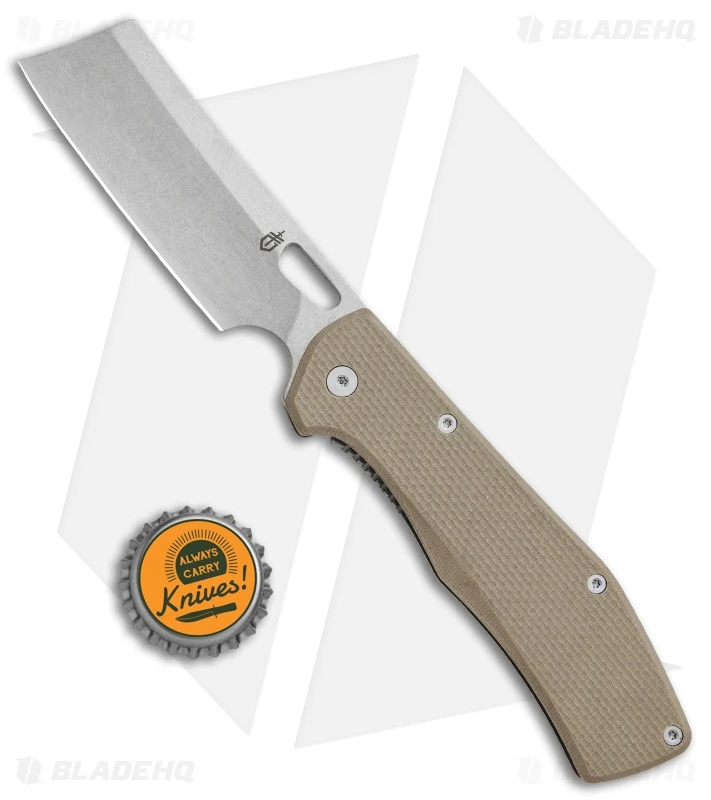 Gerber FlatIron Cleaver Frame Lock Knife Desert Tan G-10 (3.6" Stonewash) 4 Gerber FlatIron Cleaver Frame Lock Knife Desert Tan G-10 (3.6" Stonewash) - Image 4