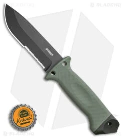Gerber LMF II Infantry Green Fixed Blade Combat Knife (4.84" Black Serr) 1626 -Knife Craft Store Gerber LMF II Infantry Green Fixed Blade Combat Knife 4.84in Black Serr1626 BHQ 7150 LS Bottlecap large
