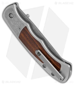 Harber Brand Custom Regal Pocket Knife Razorwire Damascus W/ Ironwood -Knife Craft Store Harber Brand Custom Regal Knife Razorwire Damascus Pattern Ironwood BHQ 178009 jr side large