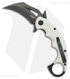 Kubey Knives Mini Wrath Liner Lock Karambit Knife White G-10 (2.4" Black SW)