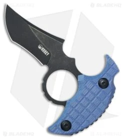 Kubey Knives Stheno Fixed Blade Push Dagger Knife Blue G-10 (3" Black SW)
