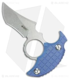Kubey Knives Stheno Fixed Blade Push Dagger Knife Blue G-10 (3" Stonewash)