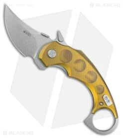Kubey Knives Jaw Pikal Liner Lock Karambit Knife Ultem (2.5" Stonewash)