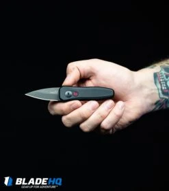Kershaw Launch 4 CA Legal Automatic Knife Black Aluminum (1.9" Damascus) 18 Kershaw Launch 4 CA Legal Automatic Knife Black Aluminum (1.9" Damascus) -Knife Craft Store Kershaw Launch 4 CA Legal Automatic Knife Black 7500BL BHQ 34416 in hand web large