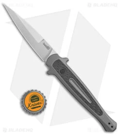 Kershaw Launch 8 Stiletto Automatic Knife Gray/CF (3.5" Stonewash) 7150 -Knife Craft Store Kershaw Launch 8 Stiletto Auto Gray CF SW BHQ 94067 jr bottlecap large