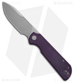 Liong Mah Design Binary Liner Lock Knife Purple G-10 (3.75" Stonewash)