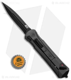 Smith & Wesson M&P OTF Spring Assisted Spear Point Knife Gray (3.5" Black) -Knife Craft Store MP OTF Assist Finger Actuator SP Gray Black 1084314 BHQ 80731 jr bottlecap large
