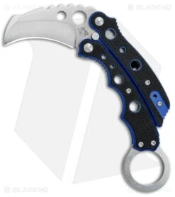 Mantis Vuja De Balisong Karambit Crossover Knife Black/Blue G-10 (2" Satin)