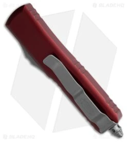 Microtech UTX-85 S/E OTF Automatic Knife Merlot Red Aluminum (3.1" Apoc Serr) -Knife Craft Store Microtech UTX 85 DE OTF Automatic Knife Merlot Red Al 3in Apoc Serr BHQ 205415 td side large