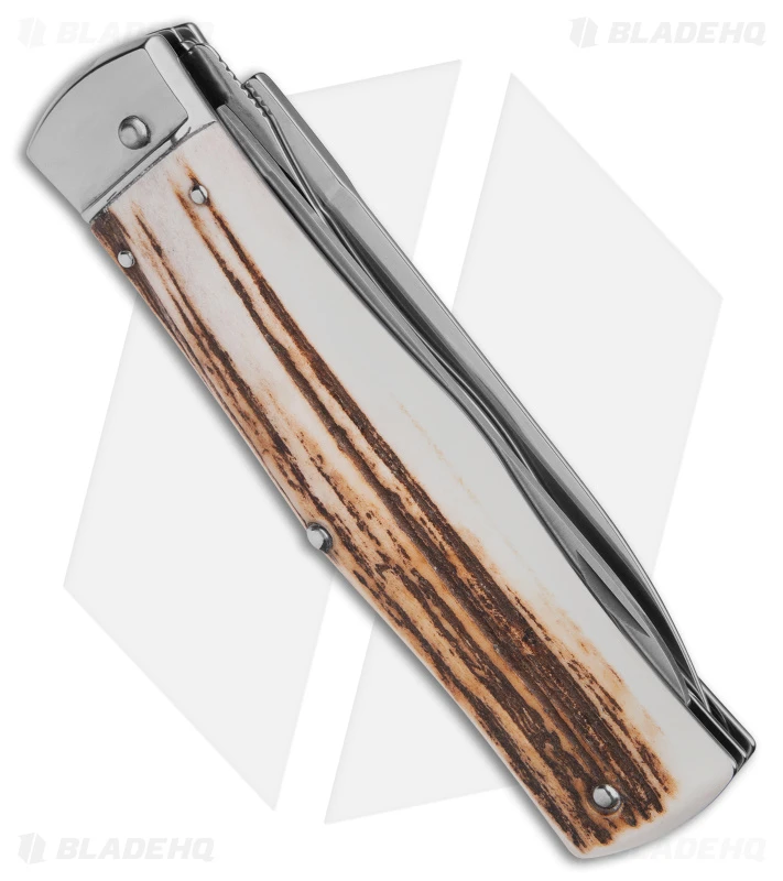 Mikov 241 Predator Lever Lock Automatic Knife W/ Saw Stag Horn (3.75" Polish) 3 Mikov 241 Predator Lever Lock Automatic Knife W/ Saw Stag Horn (3.75" Polish) - Image 3