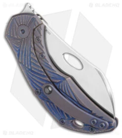 Olamic Cutlery Busker Largo Knife Hand Carved Blue Titanium (2.5" Satin) -Knife Craft Store Olamic Cutlery Busker Largo Knife Hand Carved Blue Titanium Satin BHQ 189592 kc side large