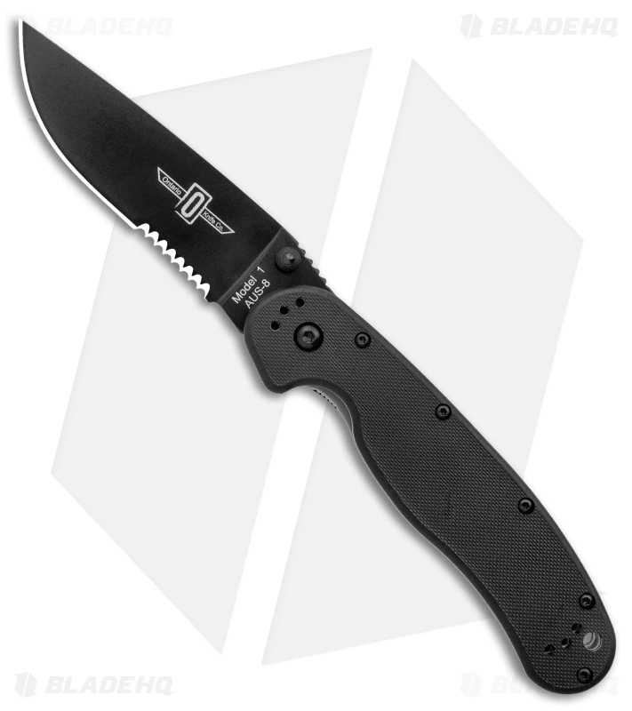 Ontario RAT Model 1 Liner Lock Knife Black (3.625" Black Serr) 8847BS 1 Ontario RAT Model 1 Liner Lock Knife Black (3.625" Black Serr) 8847BS