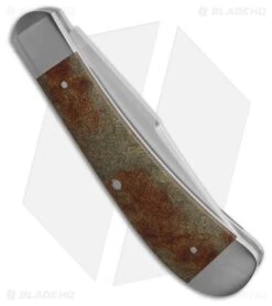 Pena Knives Custom Slip Joint Trapper Knife Genuine Rag Micarta(2.5" Satin) -Knife Craft Store Pena Knives Custom Slip Joint Trapper Knife Green Brown 2in Satin BHQ 218769 td side large