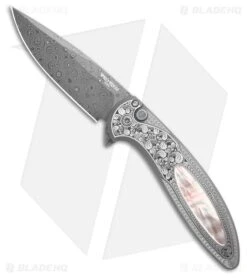 Pro-Tech Custom Cambria Knife Steel + Black Lip Pearl Inlay (3.5" Damascus)