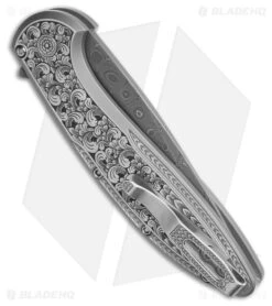 Pro-Tech Custom Cambria Knife Steel + Black Lip Pearl Inlay (3.5" Damascus) -Knife Craft Store Pro Tech Custom Cambria Knife Steel Black Lip Pearl Inlay 3in Damascus BHQ 221608 td side large