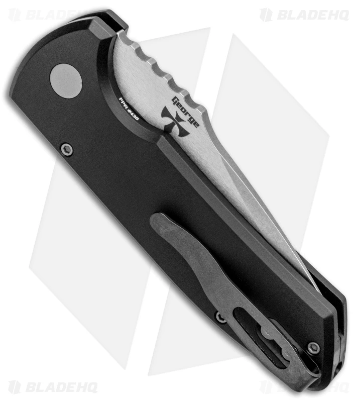 Pro-Tech Les George SBR Automatic Knife Black Knurled Aluminum (2.6" Stonewash) 3 Pro-Tech Les George SBR Automatic Knife Black Knurled Aluminum (2.6" Stonewash) - Image 3