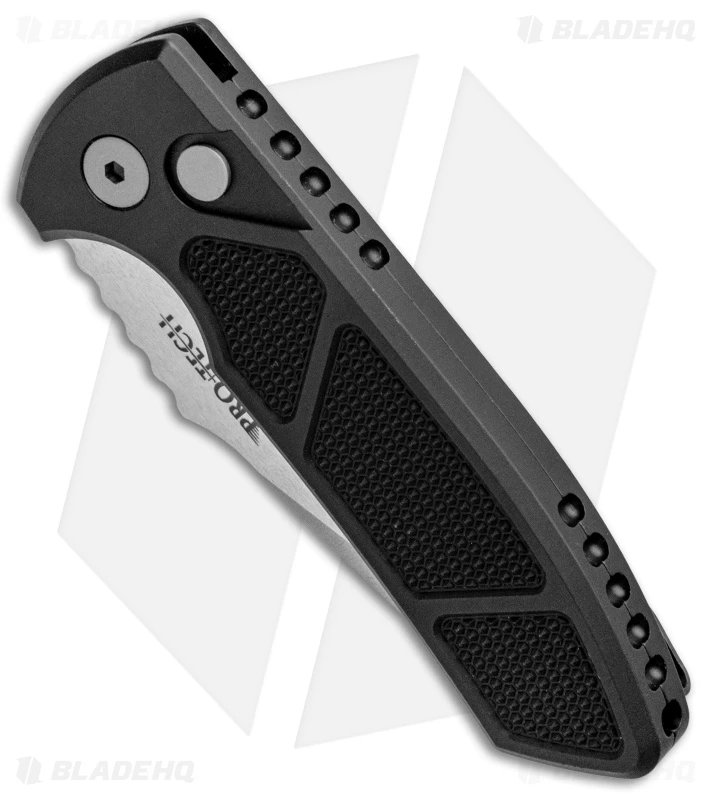 Pro-Tech Les George SBR Automatic Knife Black Knurled Aluminum (2.6" Stonewash) 2 Pro-Tech Les George SBR Automatic Knife Black Knurled Aluminum (2.6" Stonewash) - Image 2