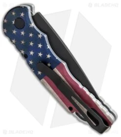 Pro-Tech TR-5 Automatic Knife Custom PK Vintage USA Flag (3.25" Black) -Knife Craft Store Protech TR 5 Auto Black Custom PK Vintage USA Flag Black T541 BHQ 86321 jr side large